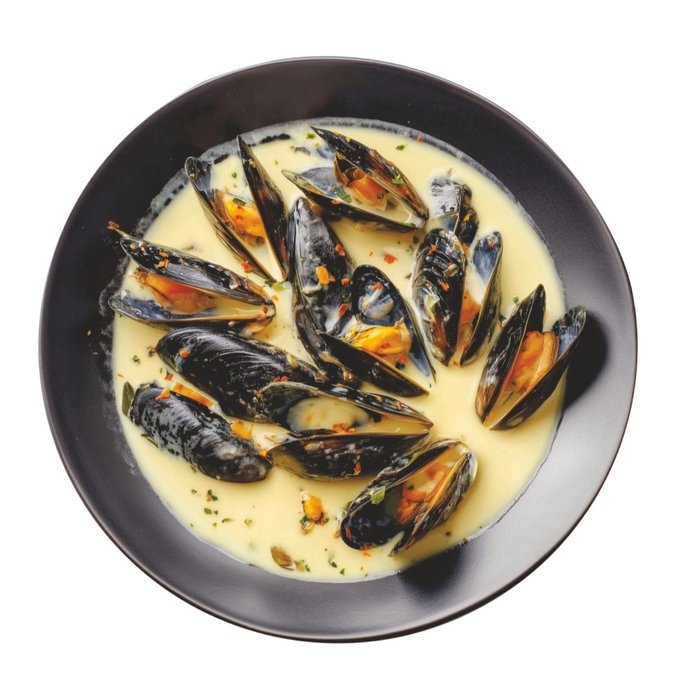 Мидии в сливочном соусе